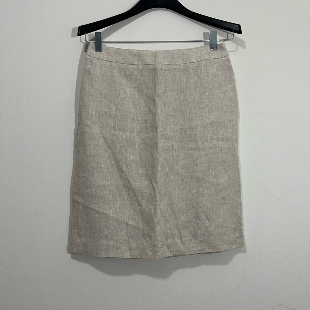 Brooks Brothers Neutral Beige Linen Pencil Skirt
